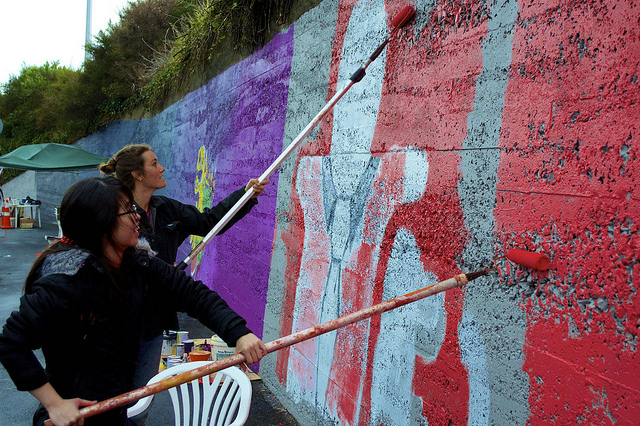 South Dunedin community art project. Organised by Malcam Trust Wilkie Road, South Dunedin.